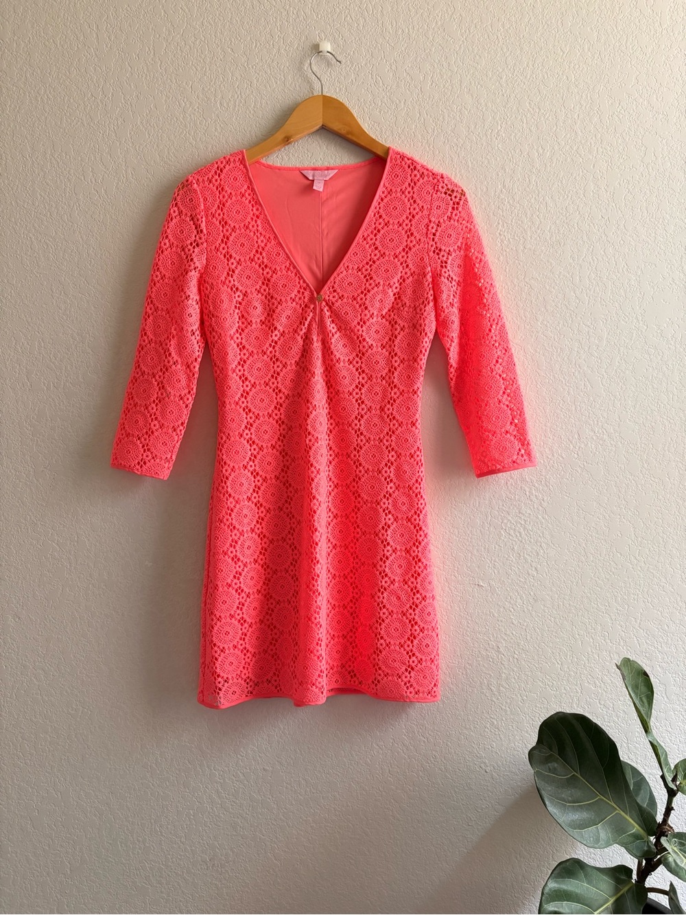 Lilly Pulitzer Topanga Island Coral Breakers Lace Crochet Dress XS